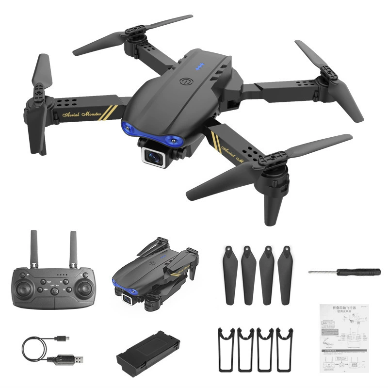 Folding Drone E99 Remote Control, CCTV or No-Camera Options, Single/Dual/Three Batteries