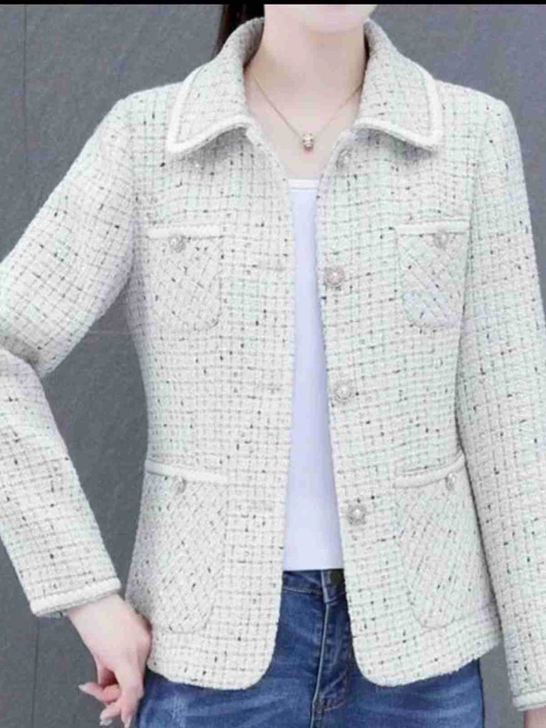 Женский жакет в твидовом стиле, весна-осень 2025, новый французский жаккардовый свободный короткий клетчатый топ для миниатюрных размеров