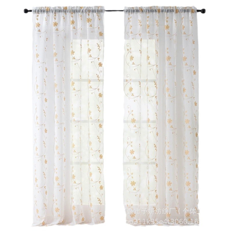 Nuevas cortinas de flores bordadas transfronterizas transparentes, adecuadas para hoteles. Cafetería, sala de estar, cortinas de dormitorio