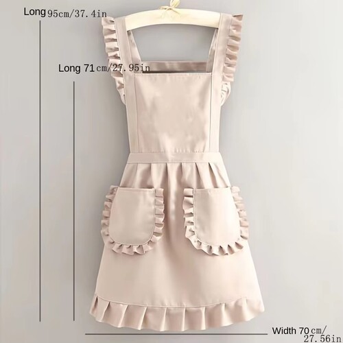 Women's Overalls Apron Maid Dress Work Uniform Office Durable Manicure Shop Kitchen Home Use Cooking Cute Korean Style Waist Apron