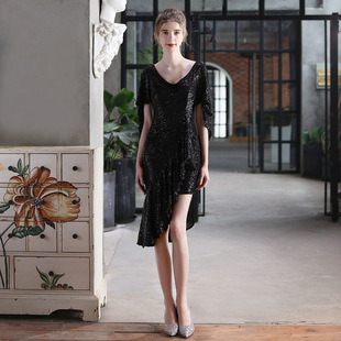18669# Banquet Evening Dress Women's New Fantasy Bead Short Dress Party Party Dress Fairy Style