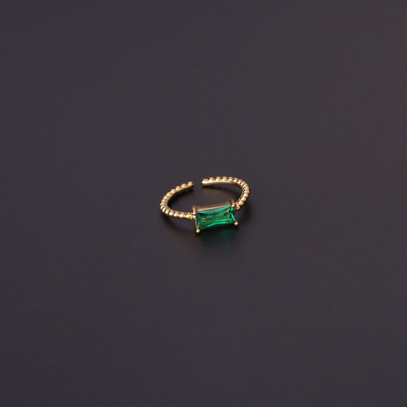 Fashion Square Copper Plating Inlay Zircon Open Ring 1 Piece