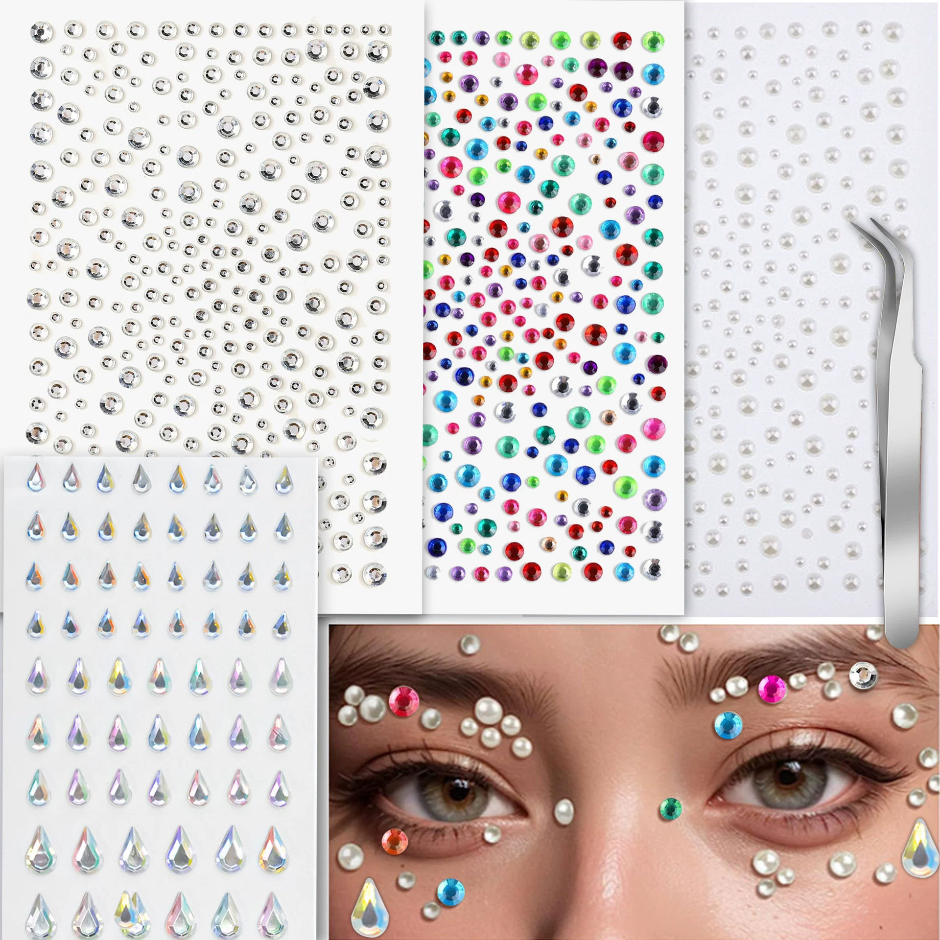 Трансграничные гипсофиловые алмазные наклейки, наклейки для лица, алмазные детские справочники, сделай сам, акриловые мини-наклейки для бровей, слезоточный макияж