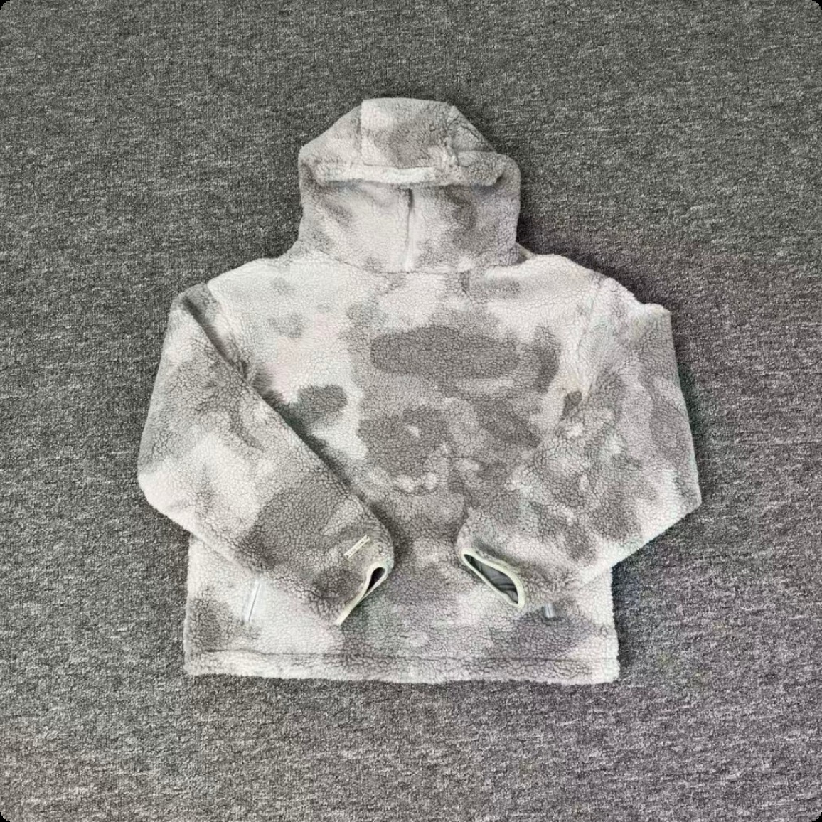 Mertra Sweater Splicing Embroidered Fleece-Lined Grey