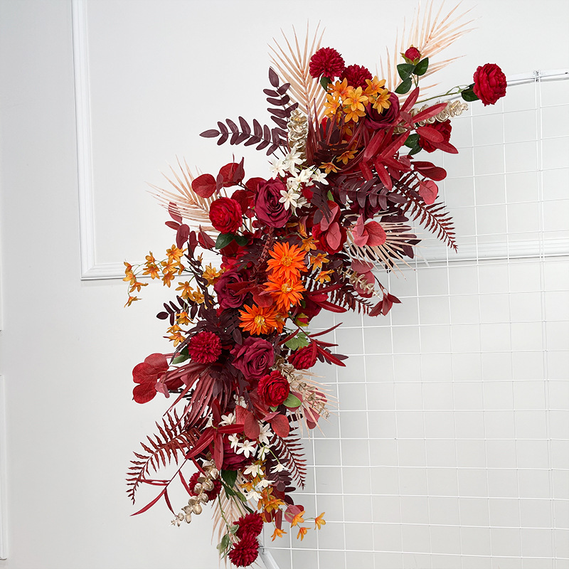 El comercio exterior de la boda flor artificial piso de la boda flor de seda apoyos de la flor de eucalipto flor artificial fila accesorios de la boda floral