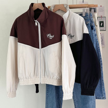 撞色拼接刺绣防风外套女设计感棒球服短外套女春秋冬韩版上衣