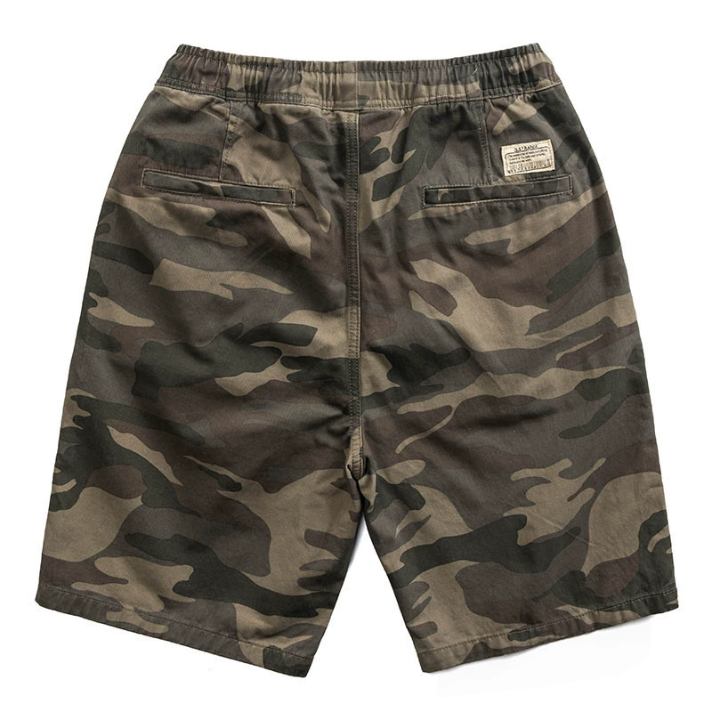 Мужские camouflage штаны для отдыха, ретро-шорты, эластичный пояс, свободный прямой крой, оптом