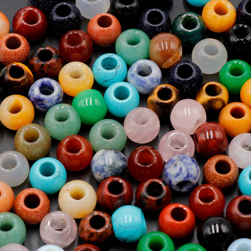 Natural Crystal Agate Powder Crystal 12mm Large Hole Beads Scatter Beads Spacer Beads DIY Hairpin Bracelet Pendant Accessories