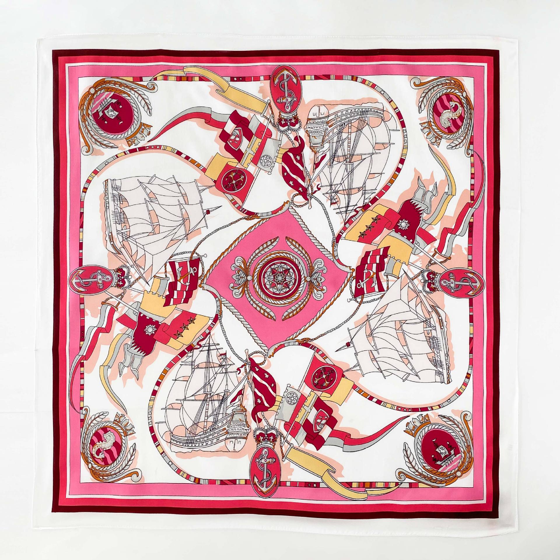 Neu Farbiger Ding Damen-Schal, 90 cm, Seidenimitat, großer quadratischer Schal, großer Schal, professioneller Schal, Stirnband, gerade_voghion.com