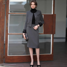 AD入秋小香风套装女知性圆领短款外套2024新款斜纹羊毛呢子两件套