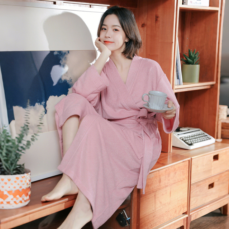 Water-Absorbent and Quick-Drying Bathrobe for Women, Hotel Towel Material, Breathable, Four-Season Universal Nightgown, Steaming Bathrobe, Pajamas, Home Clothes