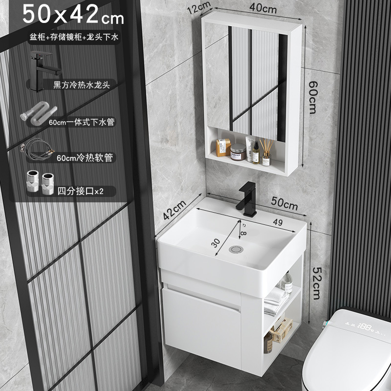 Cajón tipo pared tipo casa pequeña almacenado lateral gabinete de baño cerámica todo en un lavabo gabinete combinación lavabo de cara lavabo