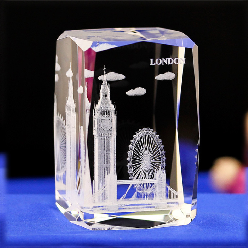 Escultura interior de cristal Serie de animales 3D Estatua de Buda de cristal Modelo de edificio de cristal Decoración del hogar Recuerdos de viaje Suministro transfronterizo