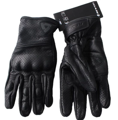 Dutch Motorcycle Motorcycle Anti-fall Off-road Riding Gloves Touch Screen Windproof Sheepskin Gloves Spring, Summer, Autumn and Winter Four Seasons (Motosiklet ləvazimatları və aksesuarları) - black-punched-revit-logo-s