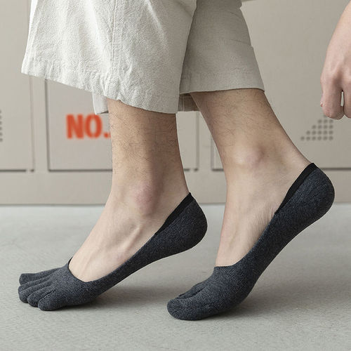 Men's Five-Finger Breathable Anti-Slip Silicone Invisible Short Socks Foot Fungus Prevention Socks for Men Toe-Splitting Sweat Absorbent Five-Finger Socks