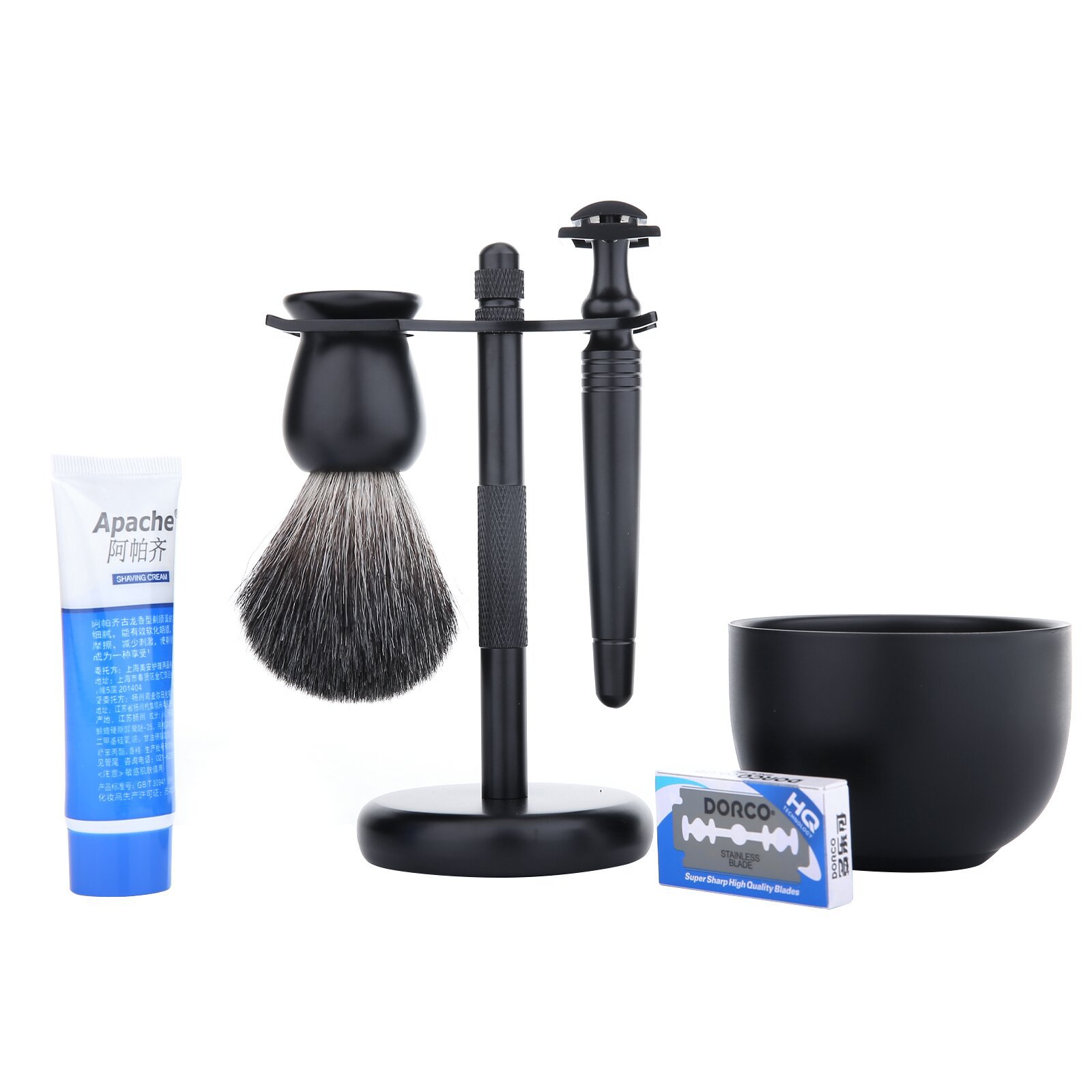 Manufacturer Wholesale Black Manual Razor Set Razor Beard Brush Set Men's Grooming Bathroom Supplies