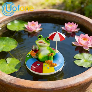 Uofone游泳圈青蛙漂浮泳池度假装饰鱼缸造景仿真动物青蛙摆件