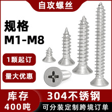 304不锈钢自攻螺丝十字沉头小自攻钉KA平头尖尾贡木自攻丝M2M5M6