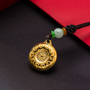 Pure Gold 999 Necklace Gold-Plated Women's Cut Out Transfer Fortune Lotus Six-Character Pendant Live Broadcast Hot Sale Jewelry Wholesale