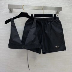 在庫ありファッションカジュアルスポーツブラベストセット25夏新作ウエストゴムトップショーツ2点セット