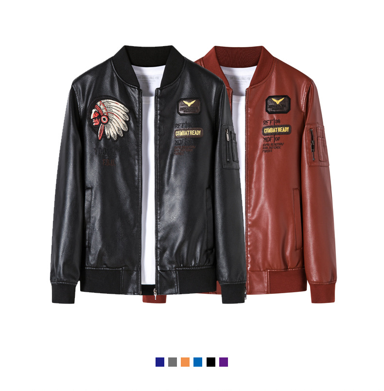 Binshi Style 2024 Autumn and Winter New Collection with Velvet Thickened Indian Embroidery Baseball Collar Leather men_voghion.com