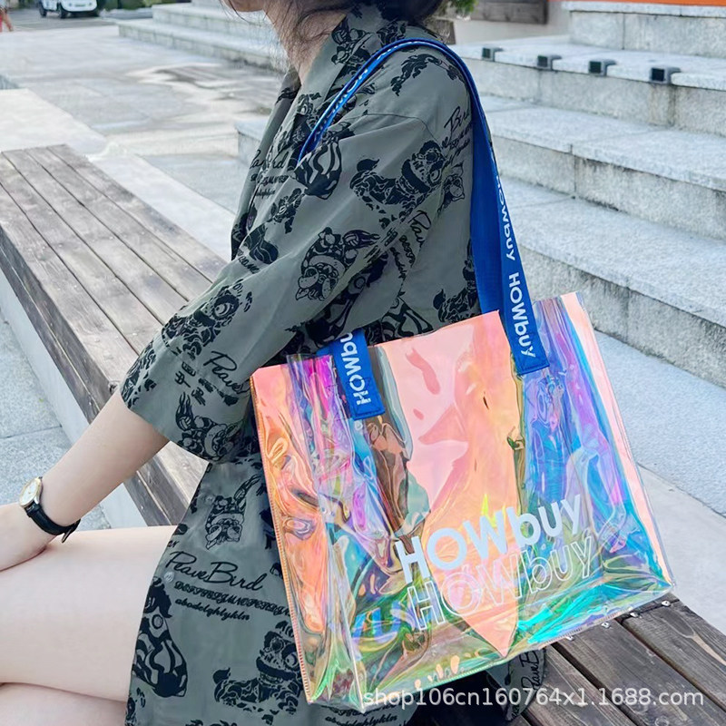 Bolsas láser se pueden personalizar bolsas de plástico de PVC bolsos de regalo transparentes de alta gama bolsas de regalo tpu deslumbrantes bolsas de gelatina personalizadas