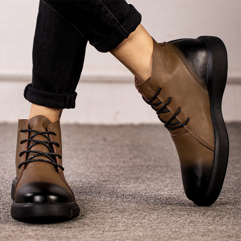 New cowhide Martin boots winter men's boots men's casual leather shoes non-slip men's shoes youth fashion shoes