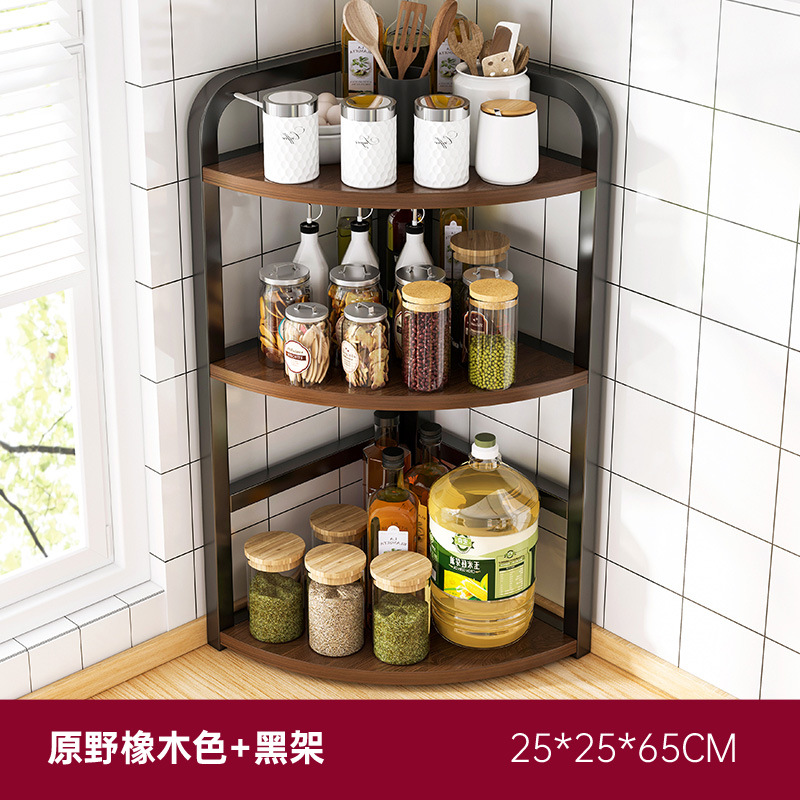 Esquina de la cocina estante de almacenamiento encimera de esquina trípode hogar esquina condimento estante de almacenamiento multi-capa condimento rack