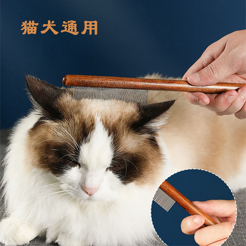 Pet Cat and Dog Flea Comb, Sparse-toothed Cat Comb, Wooden Straight Comb, Detangle and Remove Loose Hair