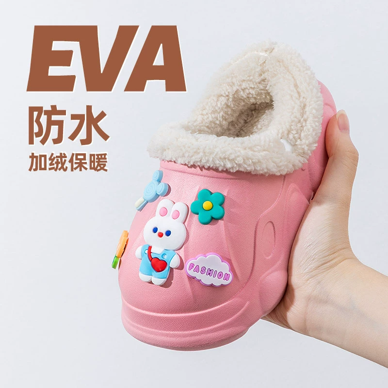Детские хлопковые тапочки, зимние домашние теплые мужские и женские непромокаемые Нескользящие съемные хлопковые тапочки на флисовой подкладке