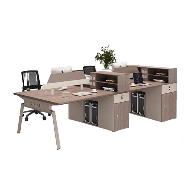 Mesa de oficina de cuatro personas con gabinete lateral particionado tarjeta de personal combinación de oficina de muebles de oficina hoja de ingeniería