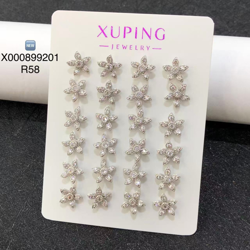 No. 6 orejetas blancas chapadas 12 pares para una tarjeta