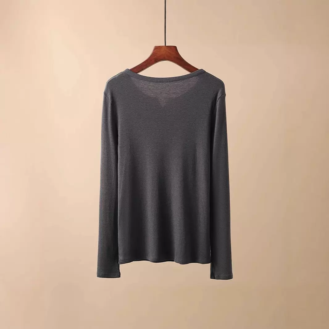 秋冬新澳羊毛圆领打底衫软糯亲肤简约羊毛针织衫女宽松长袖t恤