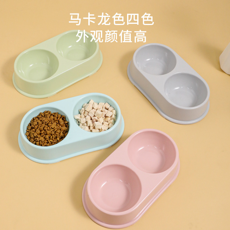 Macaron doble tazón de plástico grande al por mayor para perros tazón de agua tazón para mascotas tazón para perros utensilios para gatos artículos para mascotas