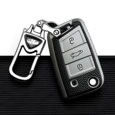 Car key bag — Case - volkswagen-b-folding-3-key-aurora-silver-single-shell-upgrade-anti-loss-metal-buckle