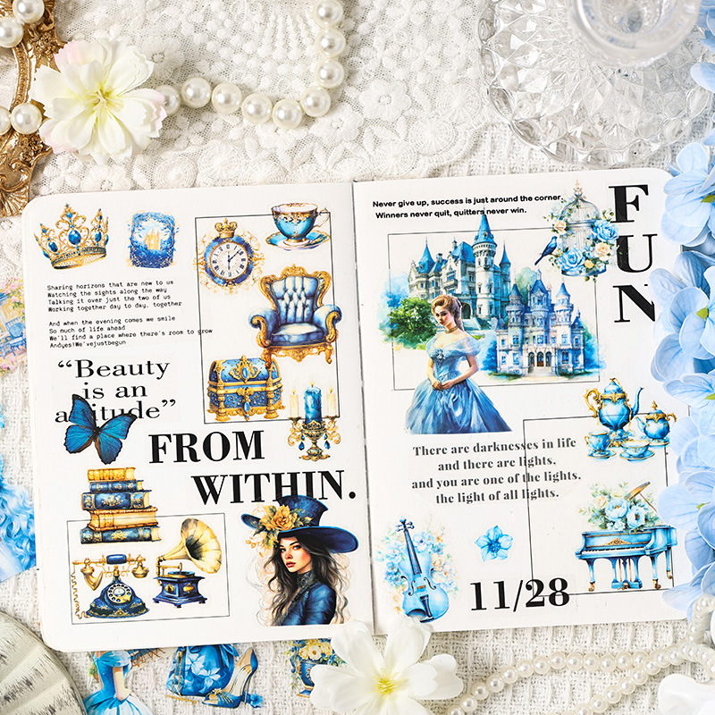 Shadow Rose European Retro Character Princess Series Pet Hand Cart Decoración Material Collage Etiqueta adhesiva plana transfronteriza