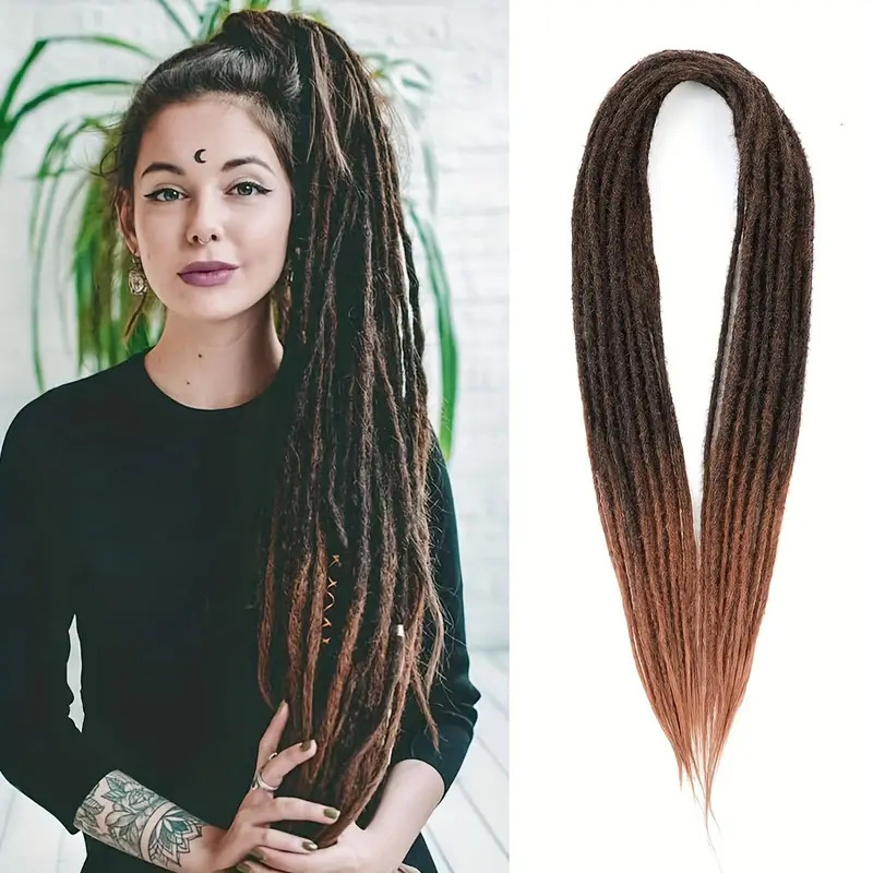 Temu/shein venta caliente fibra química ganchillo pelo dreadlock double trenza sucia doble cola trenza sucia peluca