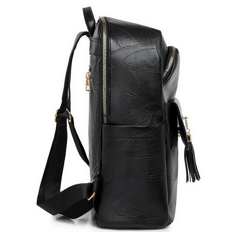 Comercio exterior al por mayor 2024 nueva mochila de PU para mujer retro simple y versátil color sólido de gran capacidad mochila para exteriores marea