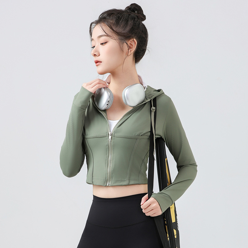 Travel sports quick dry short long-sleeve with zipper for gym