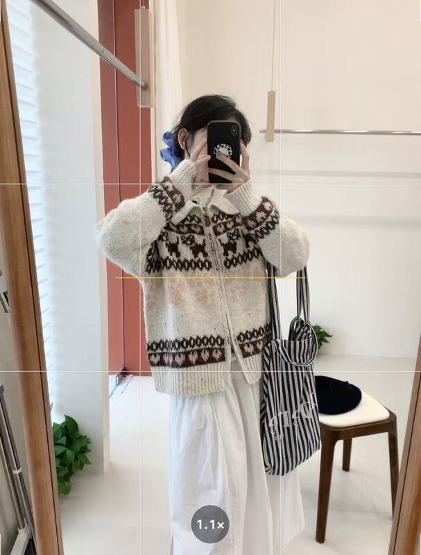小狗费尔岛毛衣外套秋冬加厚款针织开衫女复古温柔软糯女装针织衫|undefined