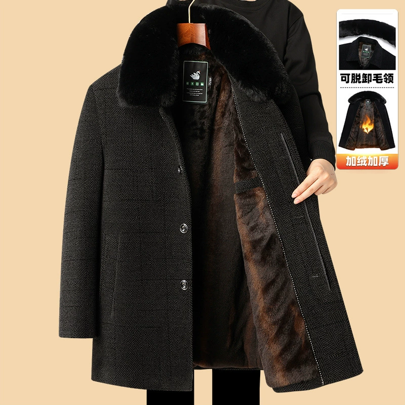 Demi-season warm woolen coat, down jacket, for middle age