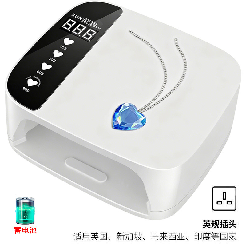 Lámpara de manicuras transfronteriza UV doble fuente de luz máquina de manicuras de alta potencia europea y americana con diamantes de almacenamiento de energía de manicuras luz de terapia de manicuras inducción inteligente