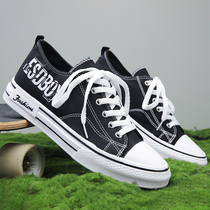 Zapatos de hombre 2024 tendencia nueva tendencia casual universal hombre bajo deportivo de suela gruesa zapatos de lona juvenil image 7