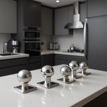 现代简约钛银拉手厨房橱柜衣柜把手抽屉锌合金厨房柜门美式北欧风