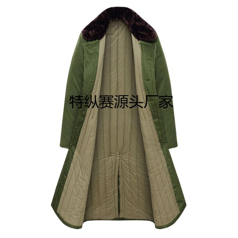 Winter green coat, extra-long long jacket, increased thickness