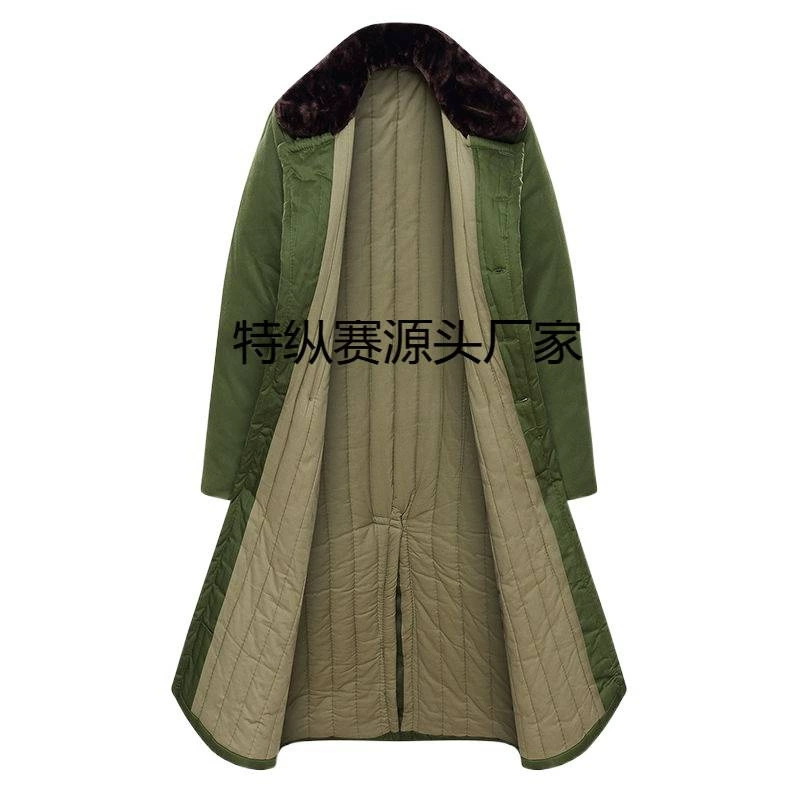 Winter green coat, extra-long long jacket, increased thickness