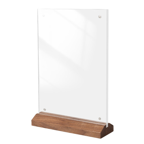 Acrylic magnetic table card solid wood strong magnetic table sign double-sided price display card advertising QR code stand table card