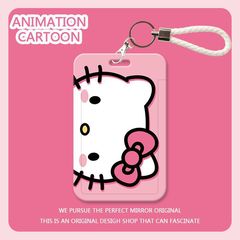かわいいkitty猫学生学校カード飯カードセットバス羊城通入退室カード保護ケースカードセットストラップ