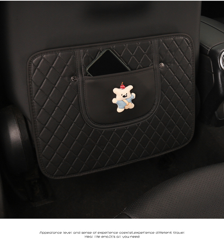 Car Seat Back Anti-Kick Pad Car Seat Back Pad Anti-Dirty Pad with Storage Bag Children's Rear Anti-Kick Pad