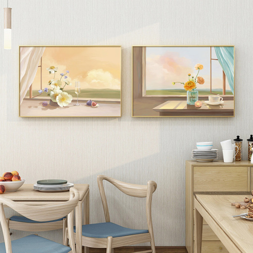 北欧轻奢餐厅装饰画花卉ins艺术饭厅餐边柜壁画入户现代简约挂画